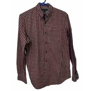 Banana Republic Men’s Luxe Flannel Slim Fit Shirt Size M Long Sleeve Plaid Red